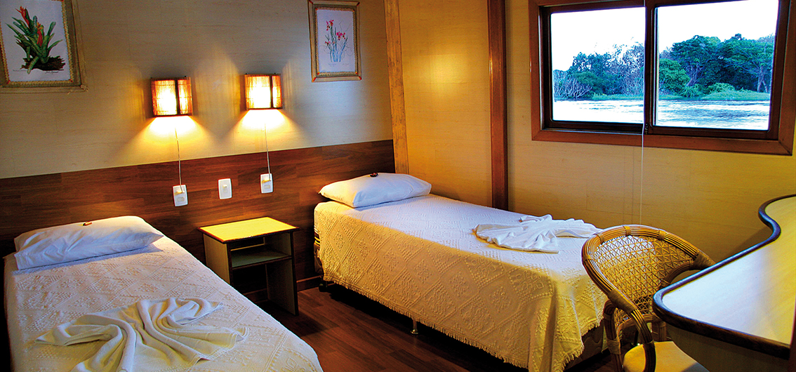 Kabine mit Einzelbetten auf dem Flussschiff Amazon Clipper Premium