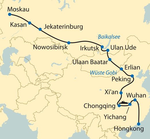 Zarengold-Sonderzugreise: Hongkong, Yangtse-Kreuzfahrt und von Peking bis Moskau (2013)
