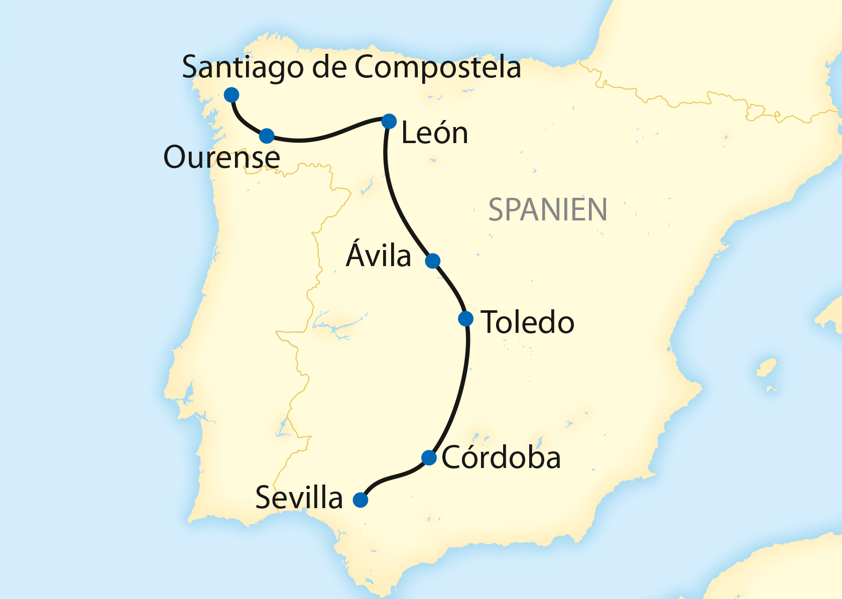 Exklusiv-Charter auf einzigartiger Route von Sevilla nach Santiago de Compostela (2019/2020)
