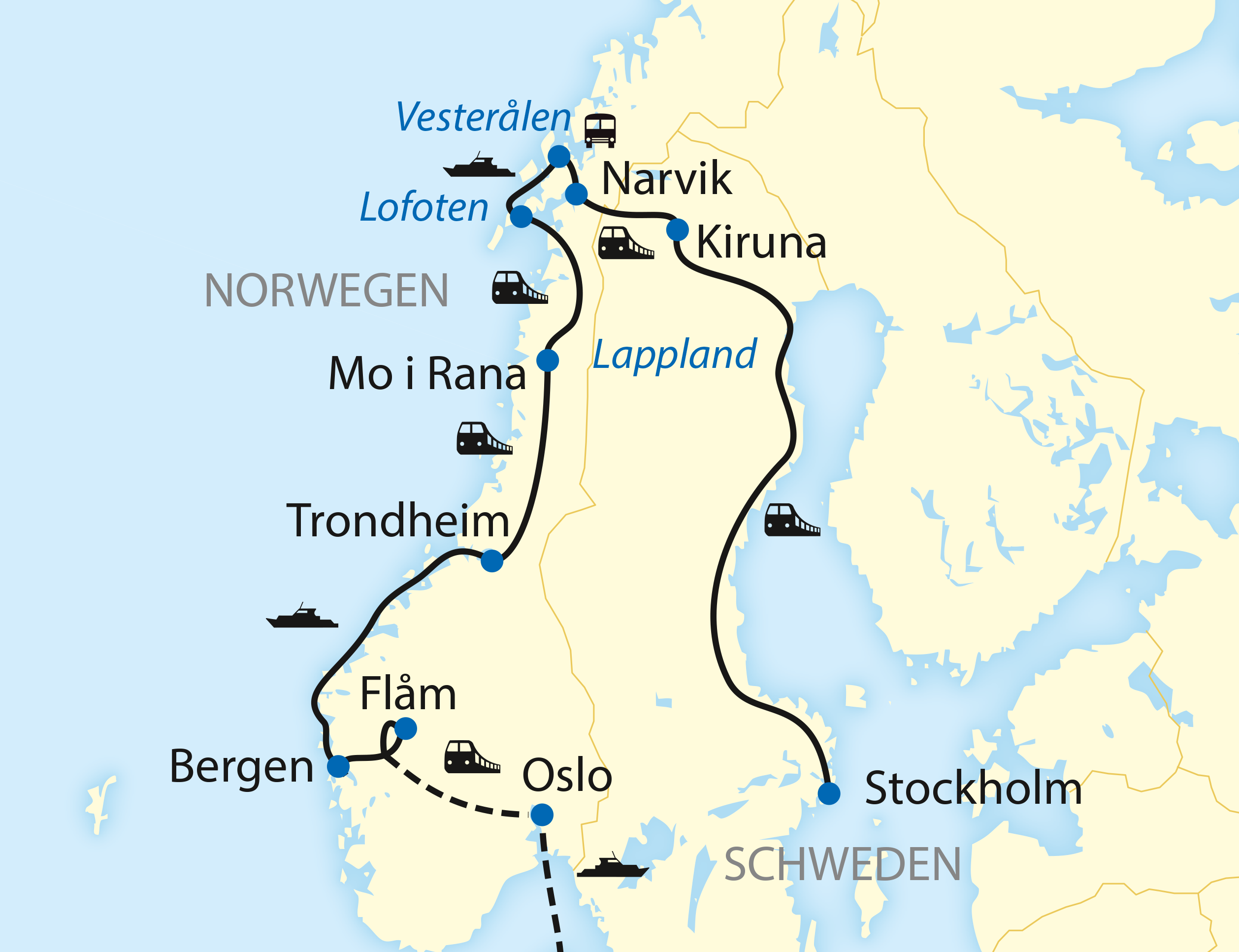 Auf den schönsten Bahnstrecken und mit Hurtigruten durch Schweden und Norwegen (2020)