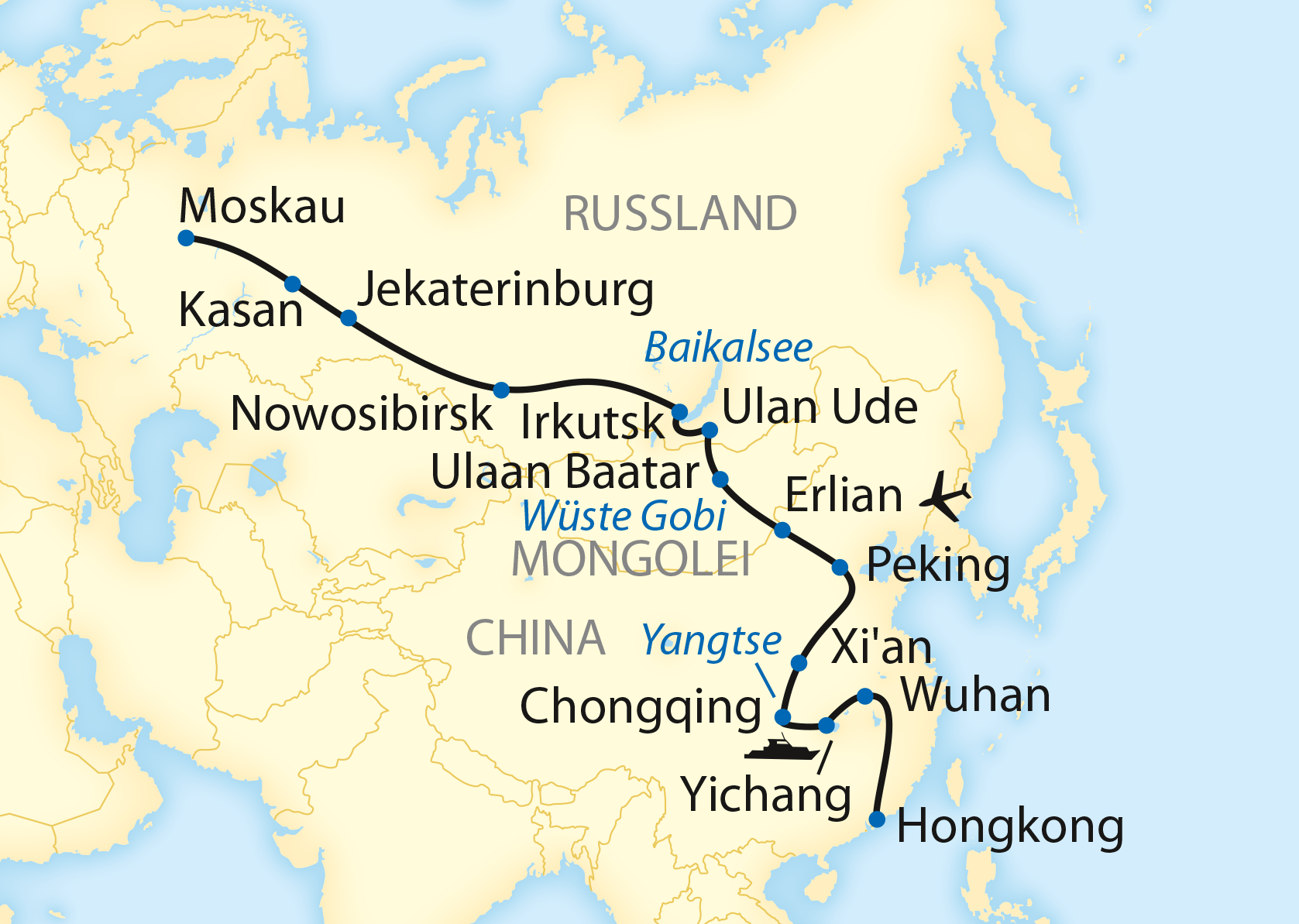 Hongkong, Yangtse-Kreuzfahrt und von Peking bis Moskau (2020)