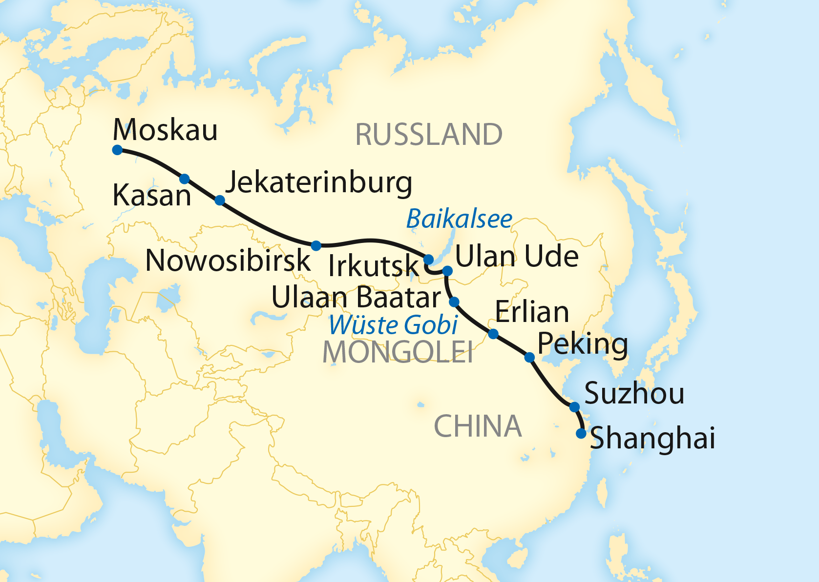 Zarengold-Sonderzugreise: Von Shanghai und Suzhou über Peking nach Moskau (2020)