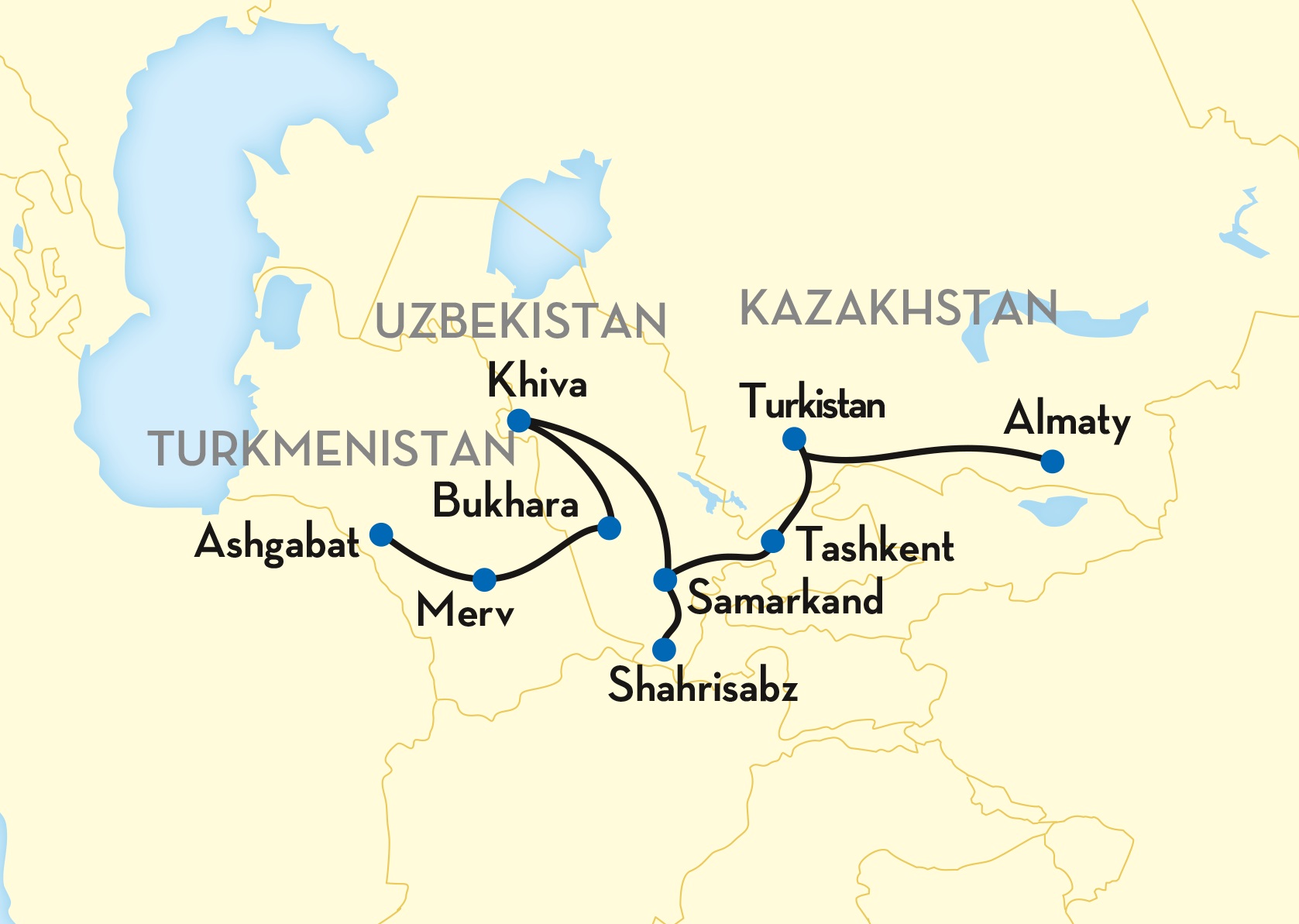 Samarkand Silk Road Map Journey