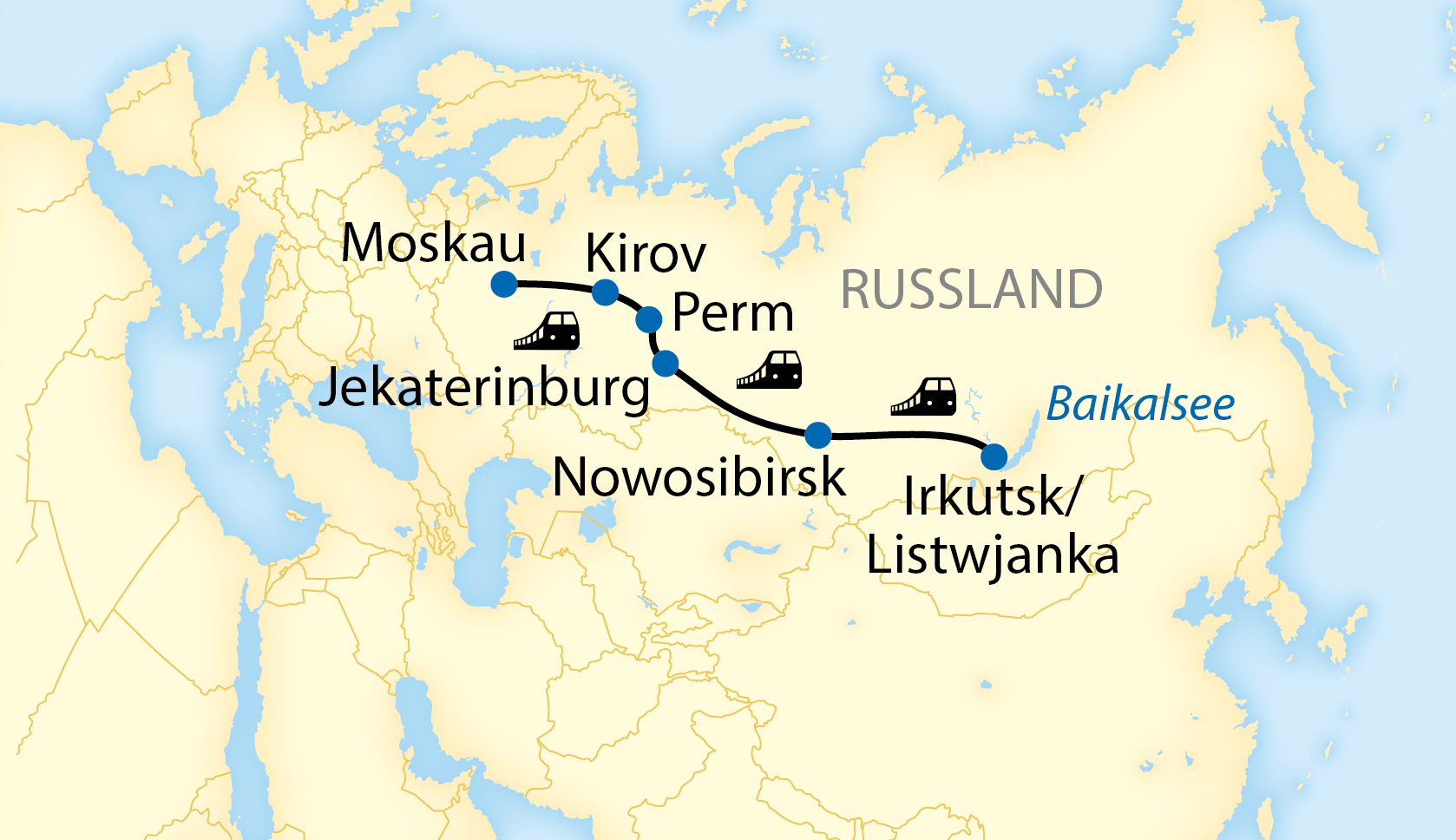 Bahnreise von Moskau bis zum Baikalsee (2022/2023)