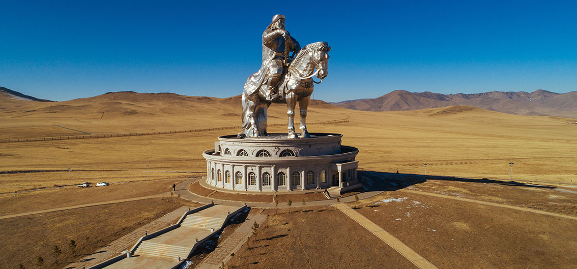 Dschingis Khan-Denkmal in Tsonjin Boldong bei Ulaan Baatar, Mongolei.