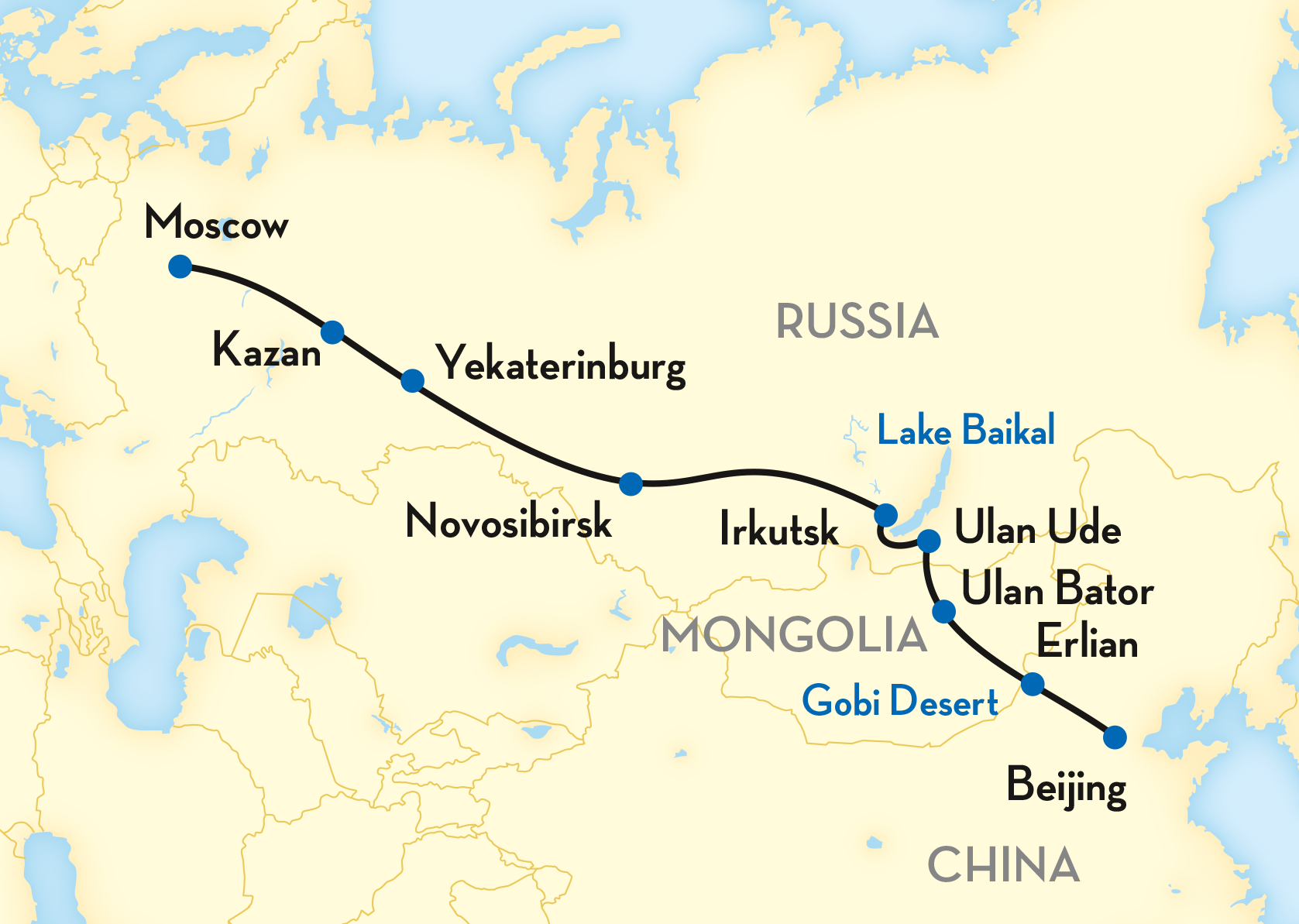 Trans Siberian Railway Tour Map