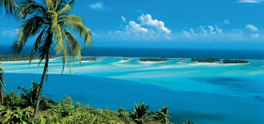 Das Atoll Bora Bora (Französisch-Polynesien) im Süd-Pazifik 