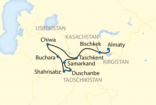 Reiseverlauf des Orient Silk Road Express