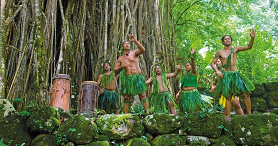 Tänzer auf den Marquesas, Südsee.