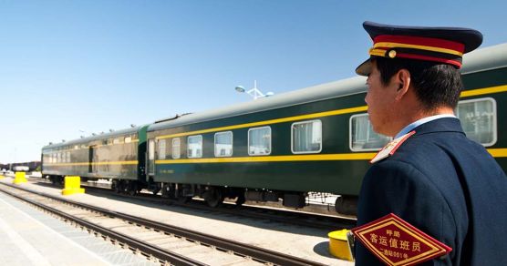 Der chinesische Sonderzug im Bahnhof von Erlian