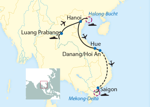 16-tägige Schiffsreise in Laos und Vietnam mit 7-tägiger Mekong-Flusskreuzfahrt ab/bis Luang Prabang 16-tägige Schiffsreise in Laos und Vietnam mit 7-tägiger Mekong-Flusskreuzfahrt ab/bis Luang Prabang