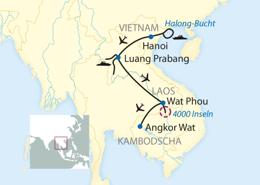 18-tägige Erlebnisreise durch Südostasien mit 7-tägiger Mekong-Flusskreuzfahrt 18-tägige Erlebnisreise durch Südostasien mit 7-tägiger Mekong-Flusskreuzfahrt