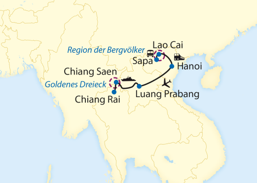 15-tägige Schiffsreise in Vietnam, Laos und Thailand mit 8-tägiger Mekong-Flusskreuzfahrt von Luang Prabang ins Goldene Dreieck 15-tägige Schiffsreise in Vietnam, Laos und Thailand mit 8-tägiger Mekong-Flusskreuzfahrt von Luang Prabang ins Goldene Dreieck