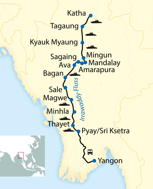 18-tägige Erlebnisreise mit 15-tägiger Irrawaddy-Kreuzfahrt 18-tägige Erlebnisreise mit 15-tägiger Irrawaddy-Kreuzfahrt