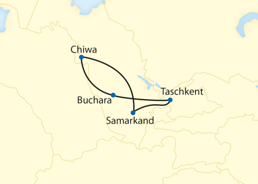 Reiseroute: 10-tägige Sonderzugreise mit dem Orient Silk Road Express durch Usbekistan
