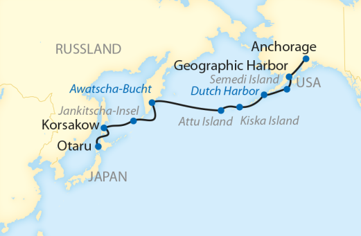 Reiseverlauf: 22-tägige luxuriöse Expeditions-Kreuzfahrt von Kamtschatka nach Alaska Reiseverlauf: 22-tägige luxuriöse Expeditions-Kreuzfahrt von Kamtschatka nach Alaska
