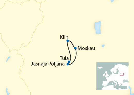 10-tägige Erlebnisreise in kleiner Gruppe nach Moskau, Klin, Tula und Jasnaja Poljana 10-tägige Erlebnisreise in kleiner Gruppe nach Moskau, Klin, Tula und Jasnaja Poljana