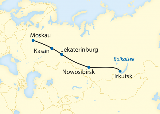 Reiseroute: 10-tägige Sonderzugreise vom Baikalsee nach Moskau