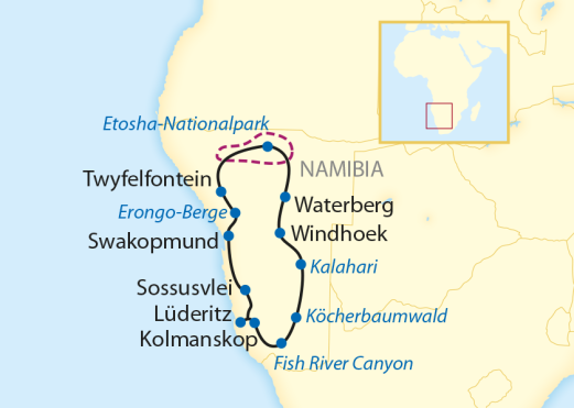 Karte Namibia Traumwelten im Süden Afrikas