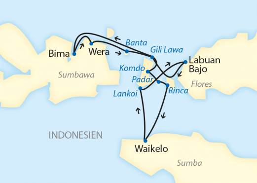 Reiseroute: 15-tägige Schiffsreise in Indonesien mit 10-tägiger Kreuzfahrt zu den Kleinen Sunda-Inseln