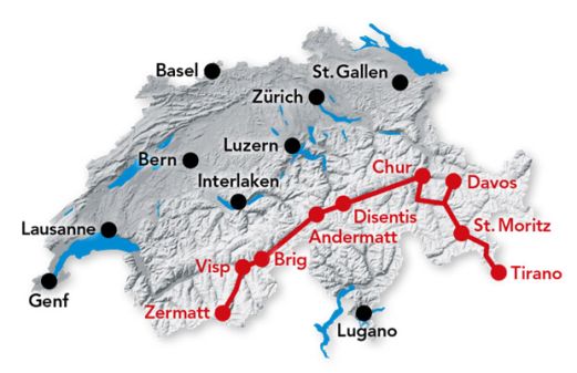 Reiseverlauf: 5-tägige Zug-Erlebnisreise mit den beiden berühmtesten Schweizer Expresszügen Reiseverlauf: 5-tägige Zug-Erlebnisreise mit den beiden berühmtesten Schweizer Expresszügen