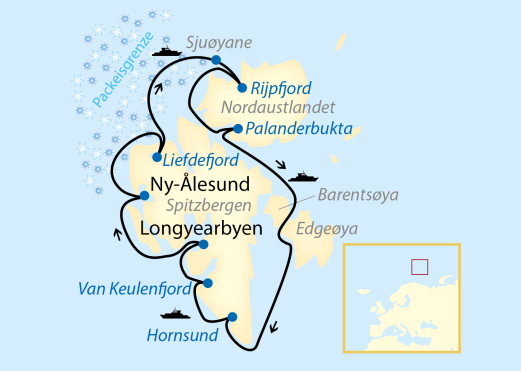 Reiseverlauf: 12-tägige Expeditions-Kreuzfahrt im Nordpolarmeer