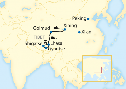 Reiseroute: 8-tägige Individualreise nach Tibet