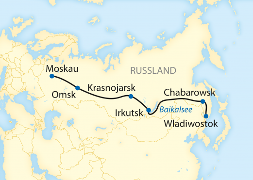 Reiseroute: 17-tägige Individualreise im Transsib-Linienzug von Moskau nach Wladiwostok