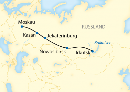 Reiseroute: 10-tägige Sonderzugreise von Moskau bis zum Baikalsee