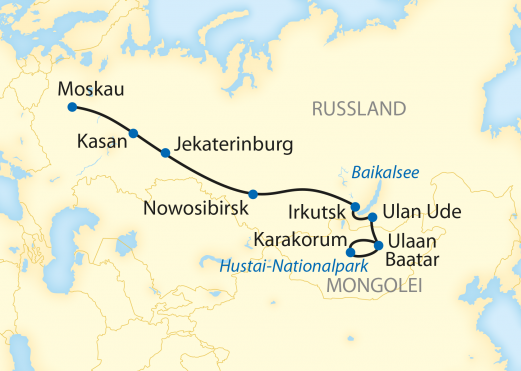 Reiseroute: 17-tägige Sonderzugreise von Ulaan Baatar nach Moskau