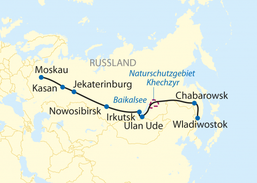 Reiseroute: 17-tägige Sonderzugreise von Wladiwostok nach Moskau