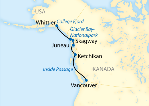 Reiseroute: 10-tägige Vorreise auf dem Komfort-Schiff MS Noordam