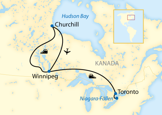 Verlauf Ihrer Reise: 14-tägige Zug-Erlebnisreise durch Kanadas unbekannten Norden