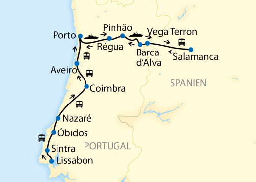Reiseroute: 12-tägige Schiffsreise mit 8-tägiger Flusskreuzfahrt im portugiesischen Douro-Tal