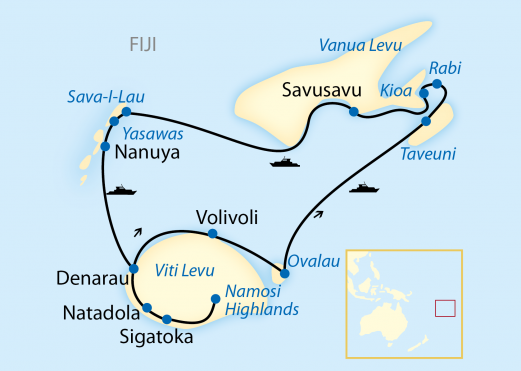 Reiseroute: 16-tägige Schiffsreise mit exklusiver 8-tägiger Fiji-Kreuzfahrt