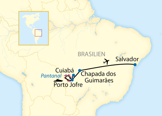 Reiseroute: 16-tägige Schiffsreise in Brasilien mit 8-tägiger Boutique-Schiff-Safari im Pantanal 