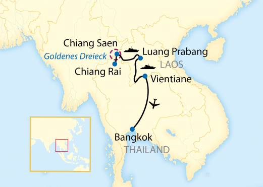 Reiseroute: 15-tägige Schiffsreise in Laos und Thailand mit 11-tägiger Mekong-Flusskreuzfahrt zwischen dem Goldenen Dreieck und Vientiane