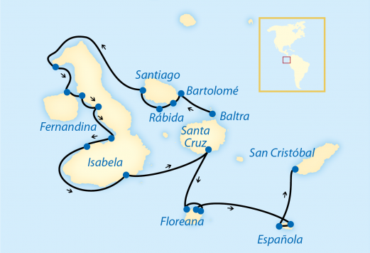 Reiseroute: 14-tägige Schiffsreise in Ecuador mit 11-tägiger Galápagos-Kreuzfahrt