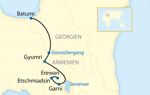 Verlauf Ihrer Armenien-Reise: 5-tägige Vorreise/Verlängerungsreise nach Armenien