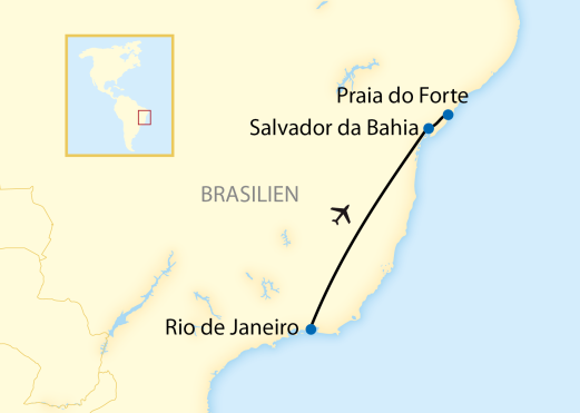 Reiseroute: Verlängerungsreise zu Flusskreuzfahrten auf dem Amazonas nach Salvador da Bahia und Praia do Forte