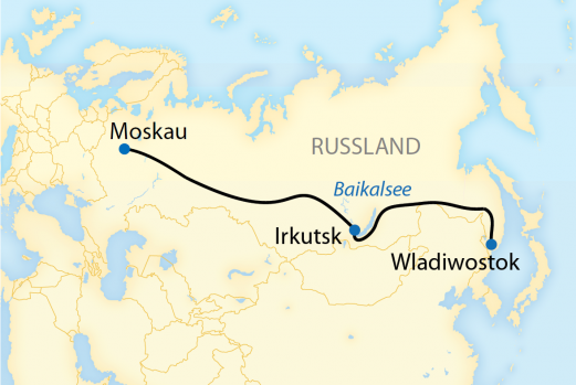 Reiseroute: 14-tägige Individualreise im Transsib-Linienzug von Moskau nach Wladiwostok