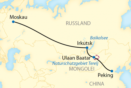 Reiseroute: 15-tägige Individualreise im Transsib-Linienzug von Peking nach Moskau