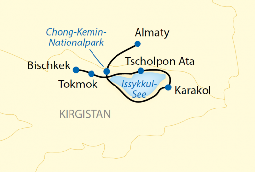 Reiseroute: 8-tägige Vorreise durch das ursprüngliche Kirgistan und zum Issykkul-See