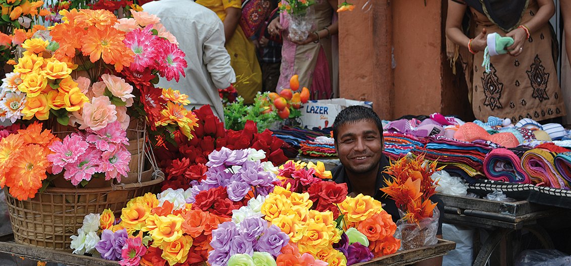 Bunter Markt in Jaipur, Indien.