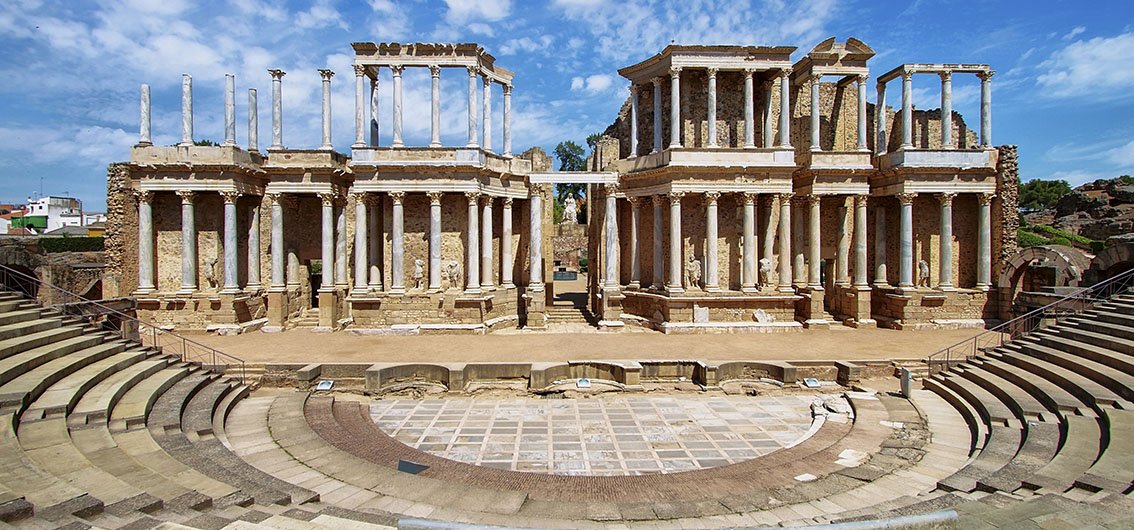 Das römische Amphitheater von Merida in Spanien