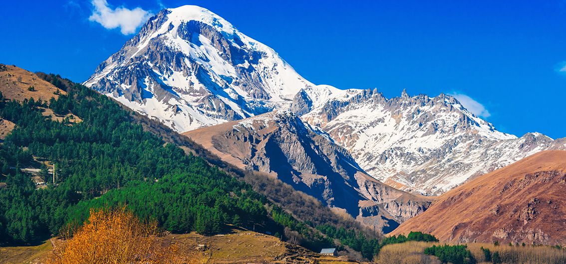 Blick auf den Kazbegi, Georgien