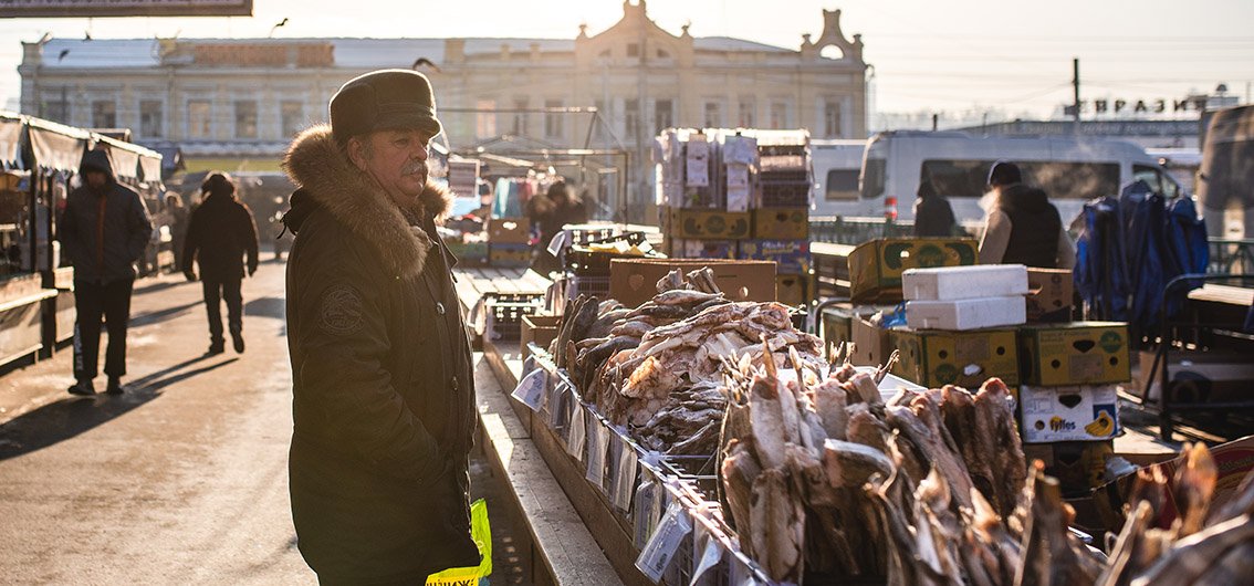 Marktbesuch in Irkutsk, Russland
