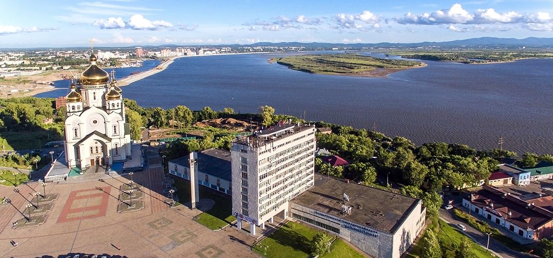 Verklärungskirche in Chabarowsk am mächtigen Amur, Russland