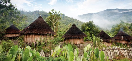 Traditionelle Hütten auf Papua-Neuguinea